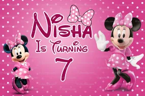 Minnie Personalized Backdrop for Kids Birthday - Flex banner