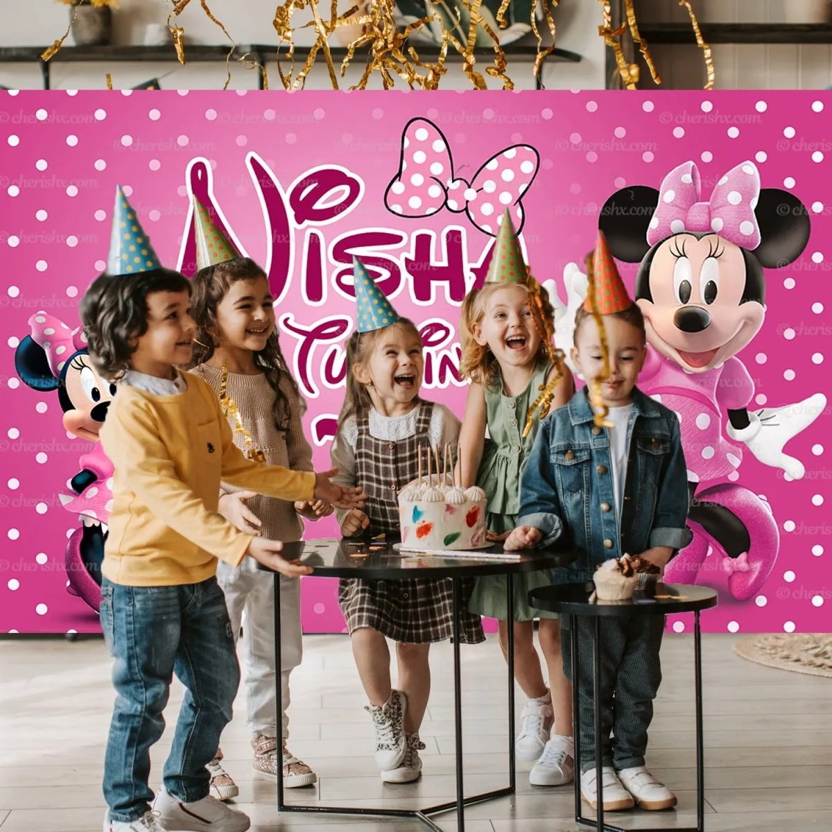 Minnie Personalized Backdrop for Kids Birthday - Flex banner