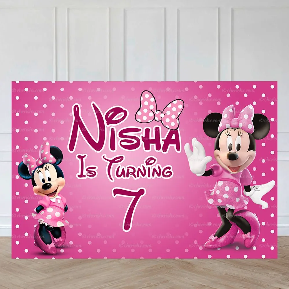 Minnie Personalized Backdrop for Kids Birthday - Flex banner