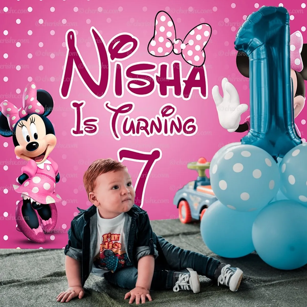 Minnie Personalized Backdrop for Kids Birthday - Flex banner