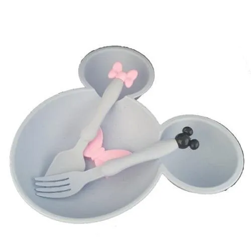 Mouse Plate & Cutlery Set For Kids - Assorted Colours