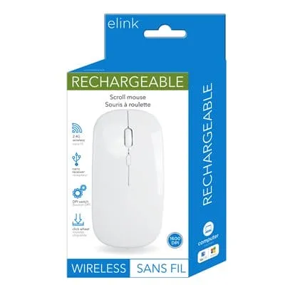 Mouse Wireless White Rechargeable