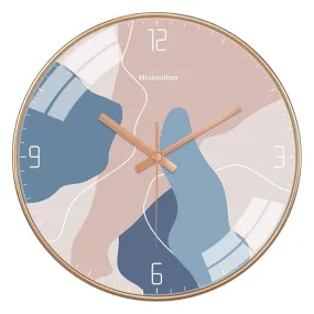 M.T. BROTHERS Glass Wall Clock Wall Clock Silent Battery Operated Round Wall Clock Modern Simple Style Decor Clock Non-Ticking (River Blue Round)