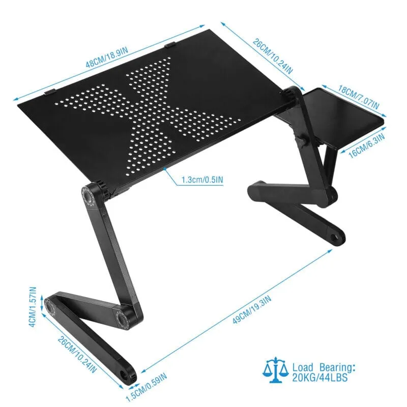 MTEKPro™ Adjustable Laptop Table Stand: 360° Aluminum Lap Tray, Sofa/Bed Desk