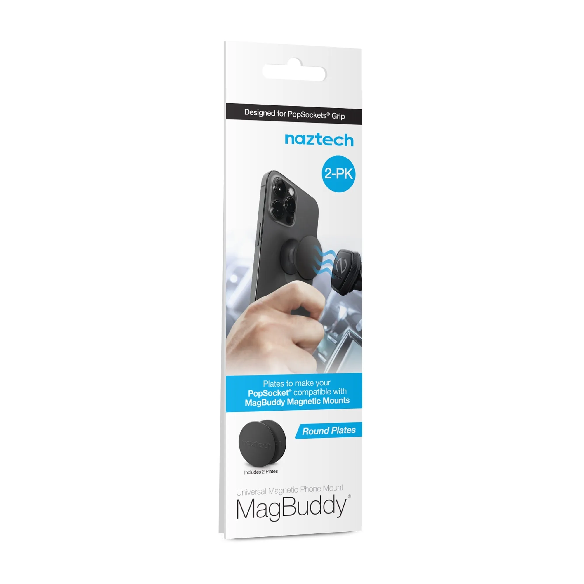 Naztech MagBuddy Universal Round Plates Compatible w Charge Devices