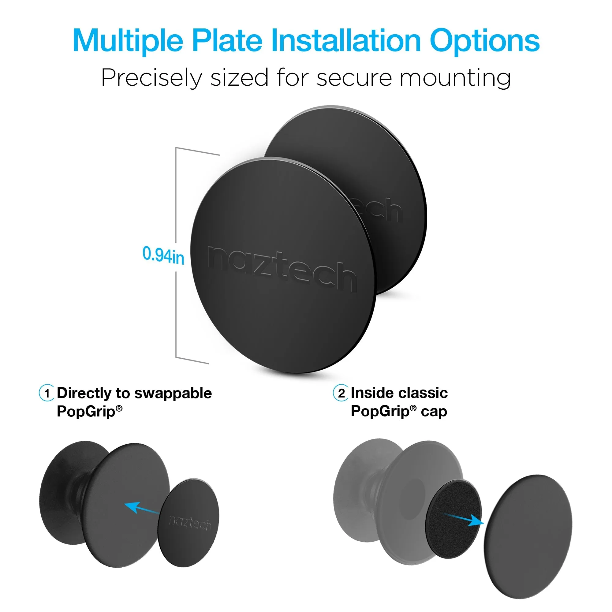 Naztech MagBuddy Universal Round Plates Compatible w Charge Devices