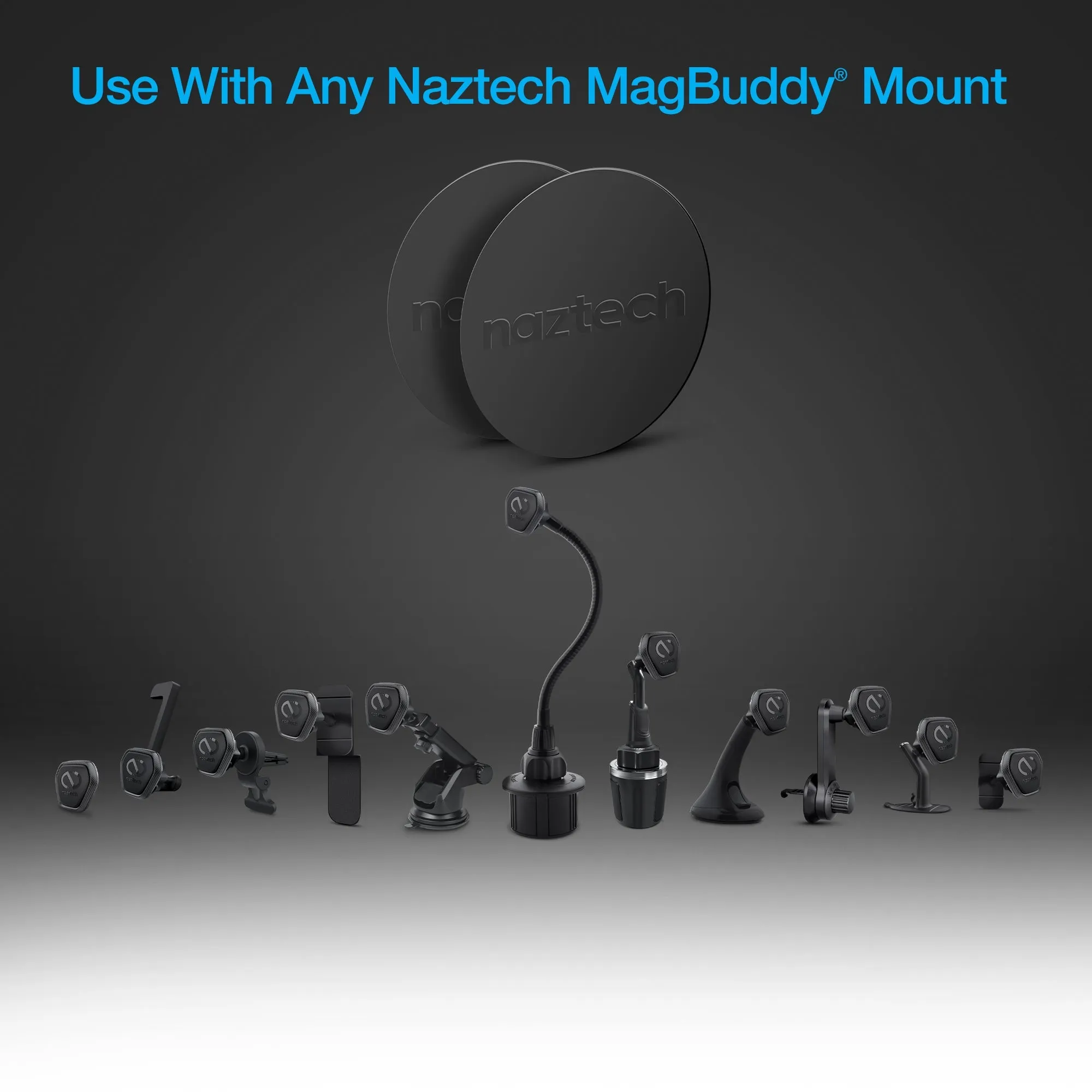 Naztech MagBuddy Universal Round Plates Compatible w Charge Devices