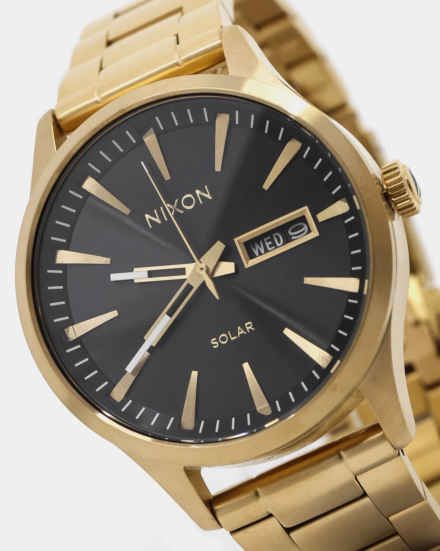 Nixon Sentry Solar Stainless Steel Watch Gold/Black