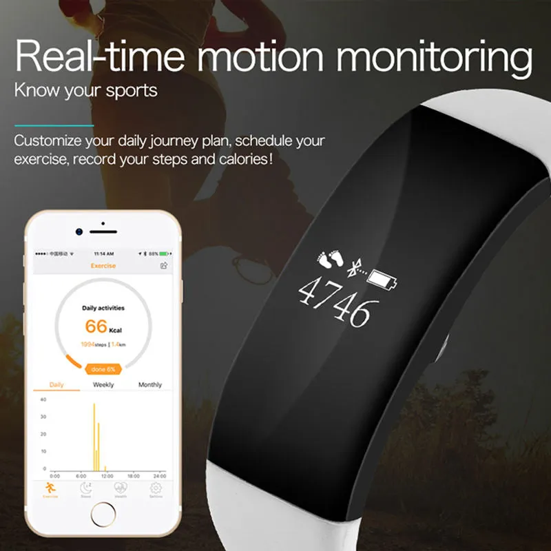 OLED Touch Screen Smart Watch with BP & HR Monitor, Passometer and More