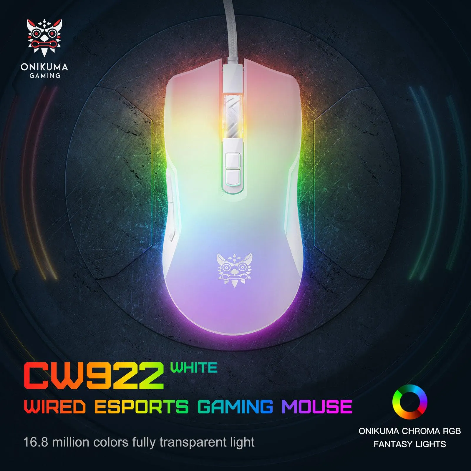 ONIKUMA CW922 Gaming Mouse USB Wired Desktop Laptop Gaming Peripherals Office Photoelectric Mouse Silent Gaming Mechanical Mouse