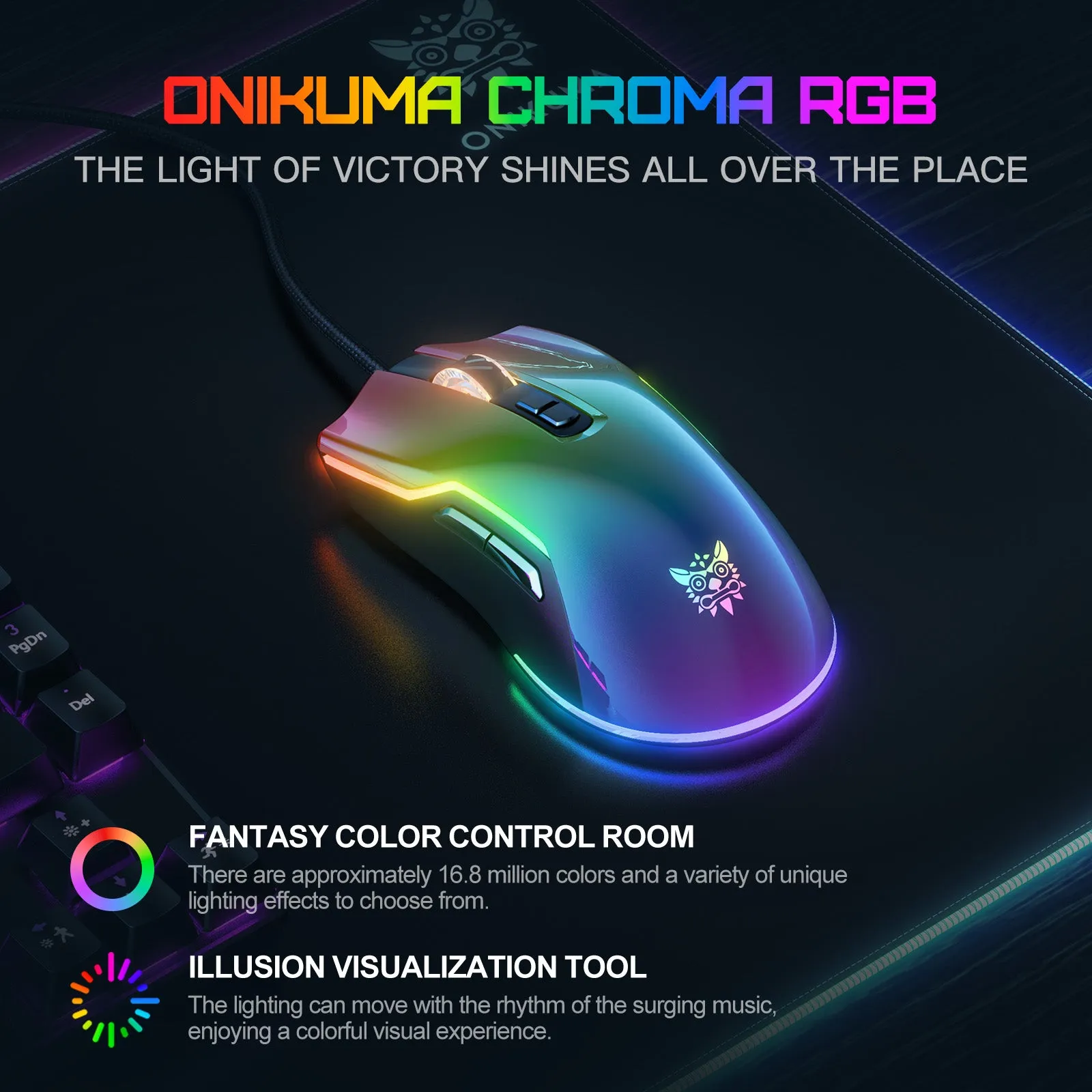 ONIKUMA CW922 Gaming Mouse USB Wired Desktop Laptop Gaming Peripherals Office Photoelectric Mouse Silent Gaming Mechanical Mouse