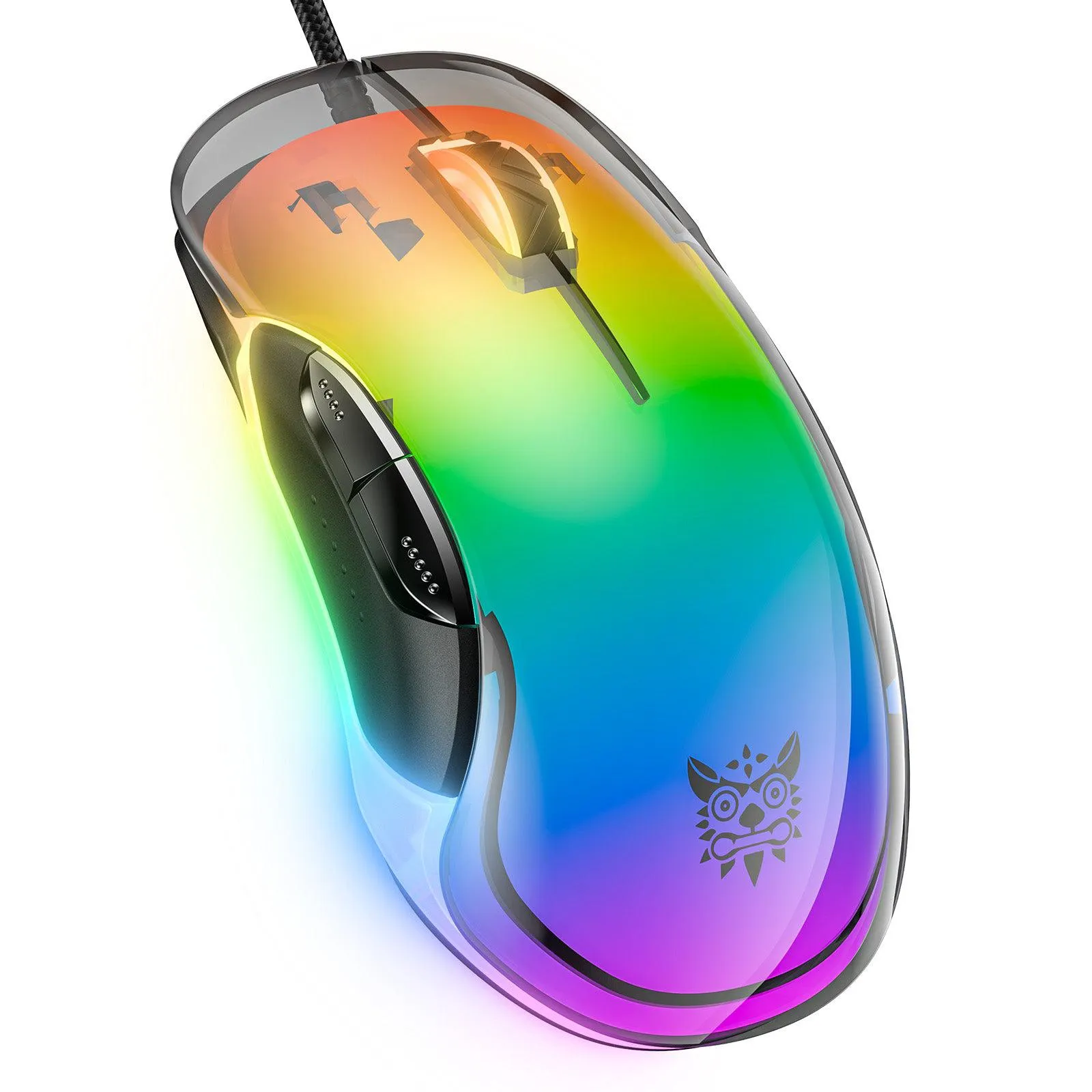 ONIKUMA CW925 RGB Backlit Wired Gaming Mouse, Up to 12800 DPI, Light weight, Transparent Black