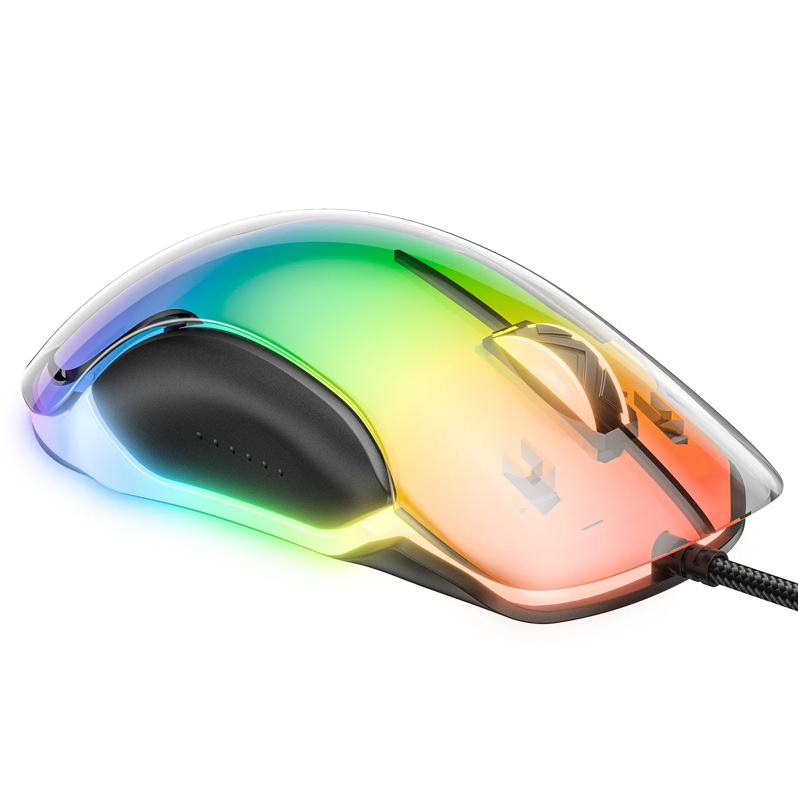 ONIKUMA CW925 RGB Backlit Wired Gaming Mouse, Up to 12800 DPI, Light weight, Transparent Black