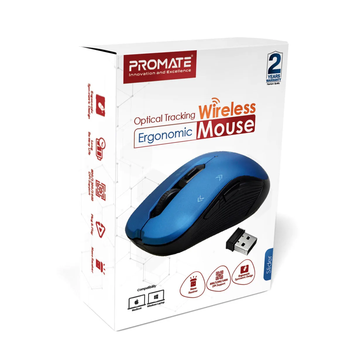 Optical Tracking Wireless Ergonomic Mouse