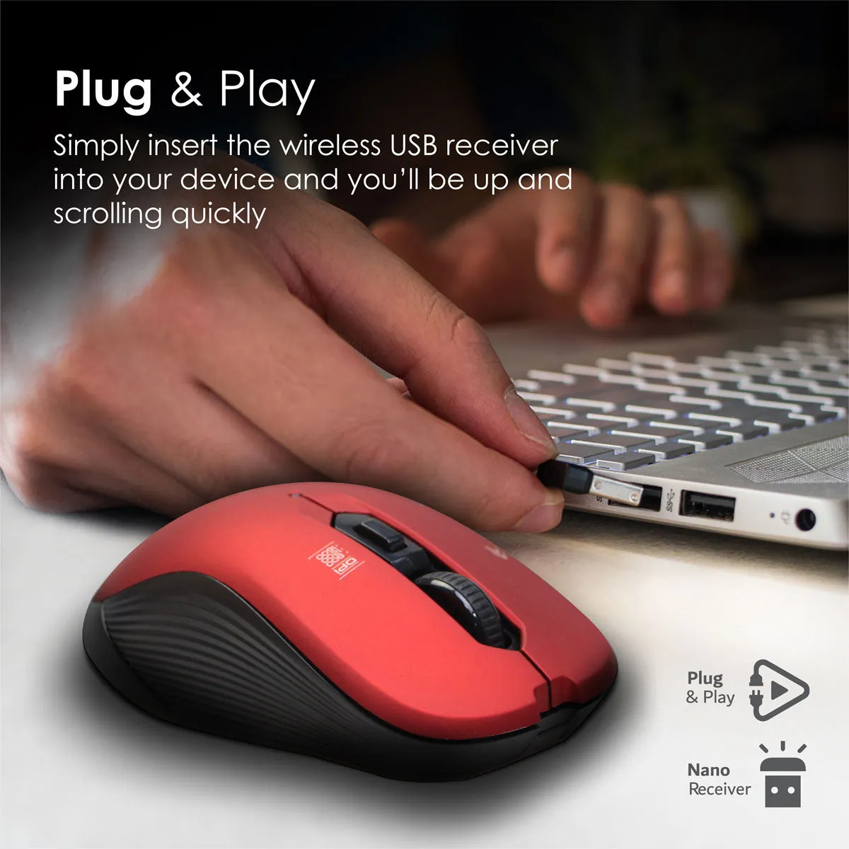 Optical Tracking Wireless Ergonomic Mouse