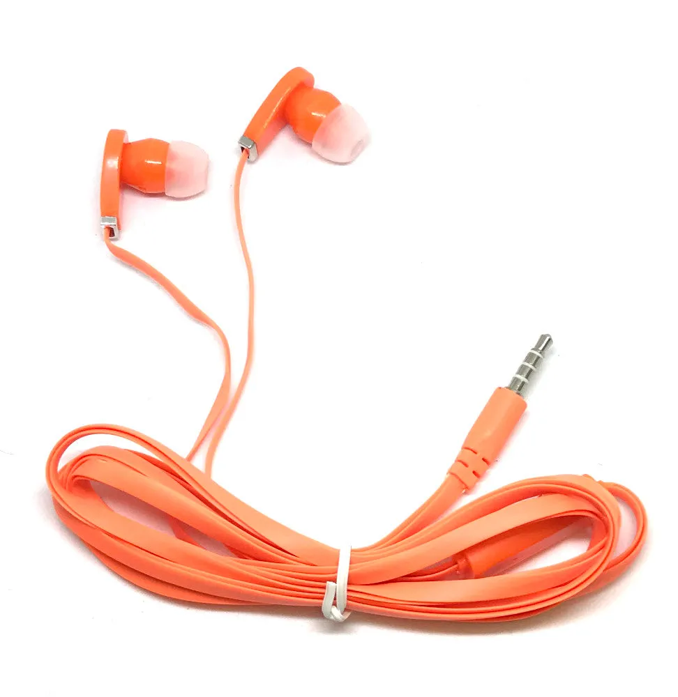 Orange Stereo Deluxe Earbuds With Microphone