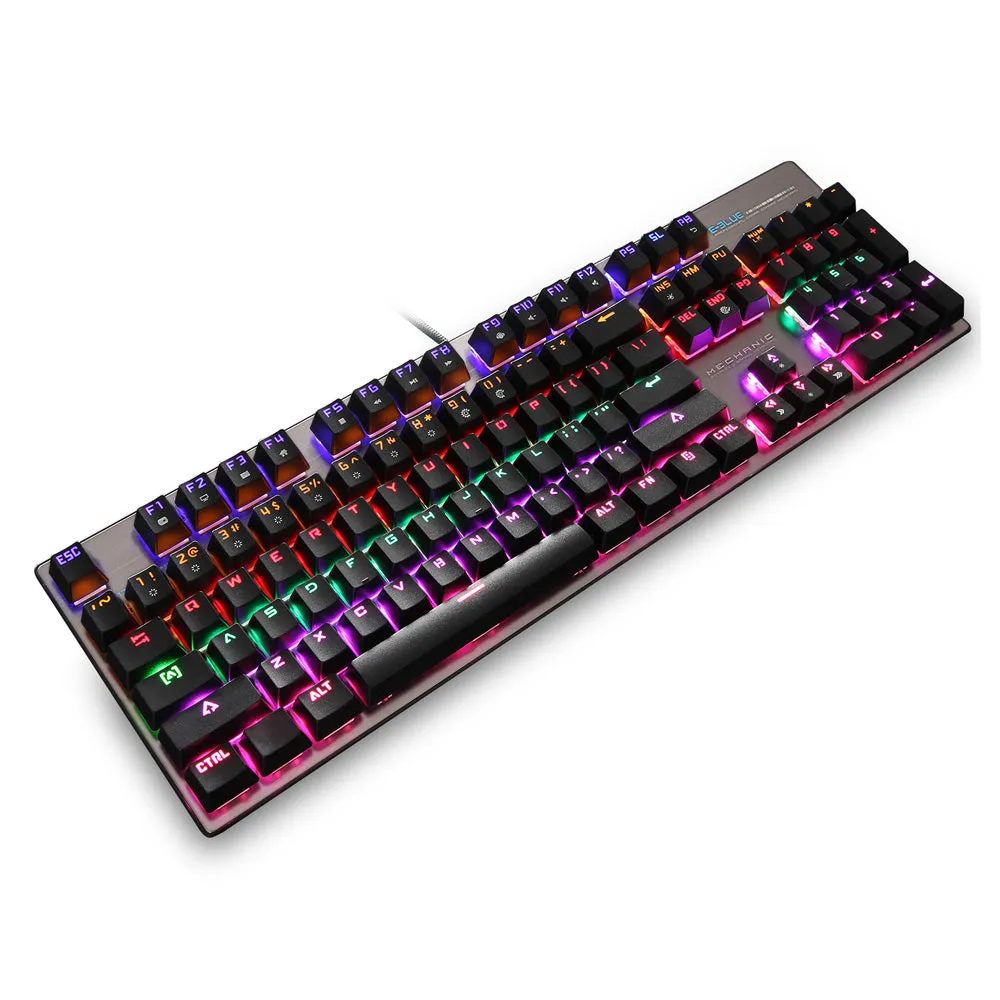 Original New E-3LUE K753 Mechanical Keyboard with Colorful Light Wired Gaming Keyboard For PC Laptop Games 104 Keys Professional