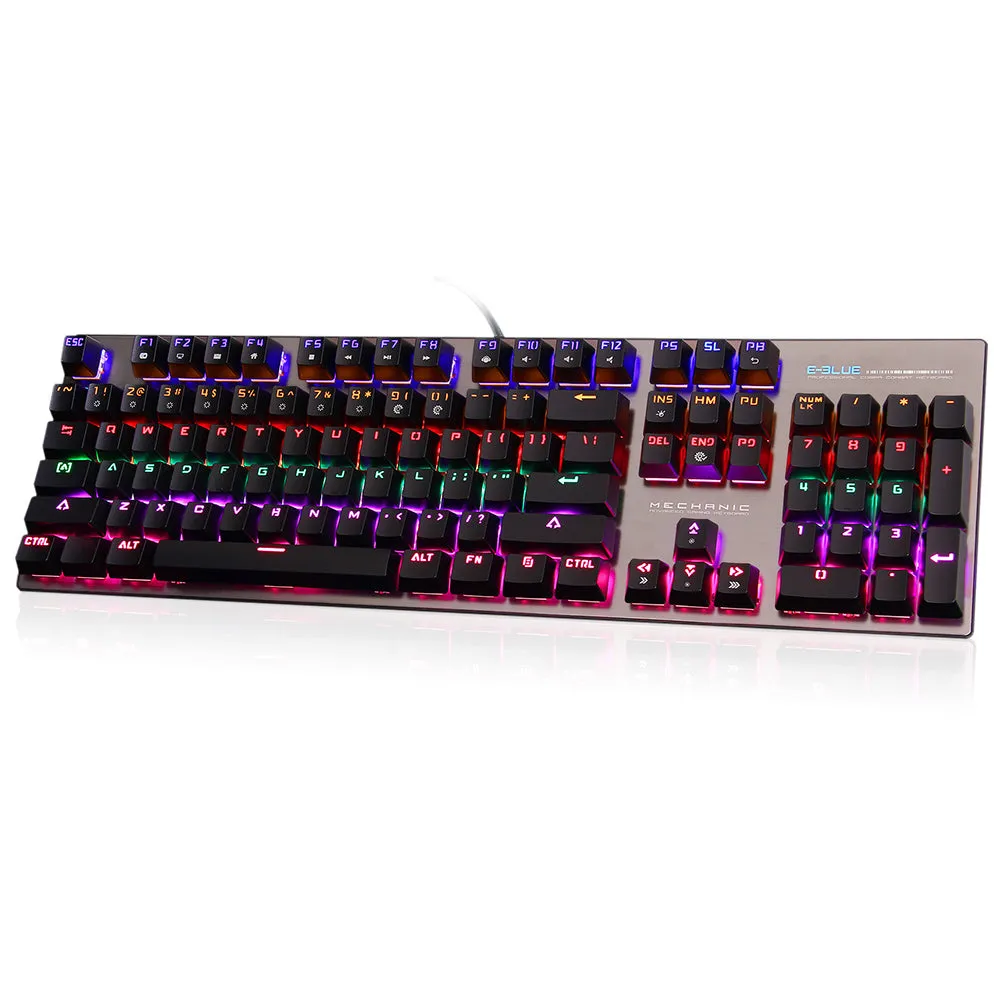 Original New E-3LUE K753 Mechanical Keyboard with Colorful Light Wired Gaming Keyboard For PC Laptop Games 104 Keys Professional