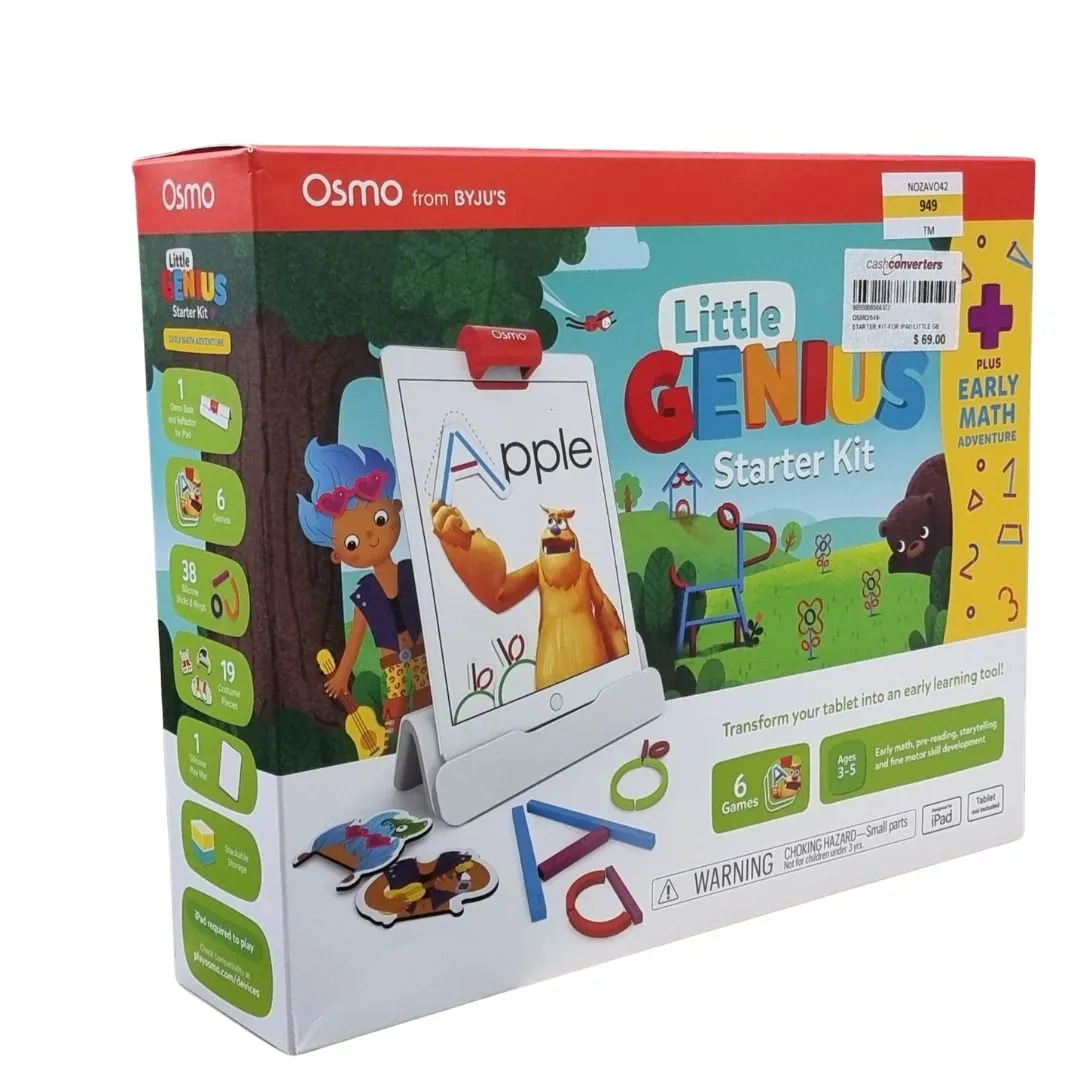 Osmo - Little Genius Starter Kit for iPad - 4 Hands-On Learning Games - Ages 3-5 - Problem Solving, Phonics & Creativity (iPad Base Included),Multicolor