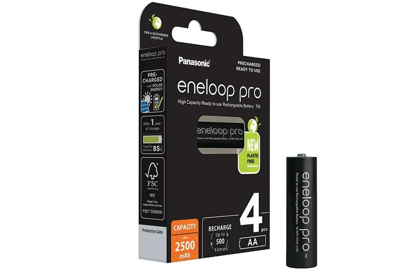 Panasonic ENELOOP PRO 1.2V 2500mAh Ni-Mh Rechargeable AA Batteries - Pack of 4