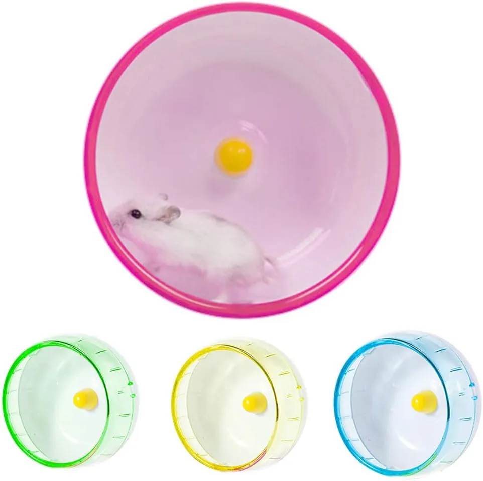 Pet Hamster Mouse Rat Exercise Silent Running Spinner Wheel Cage Playing Toy - Pink