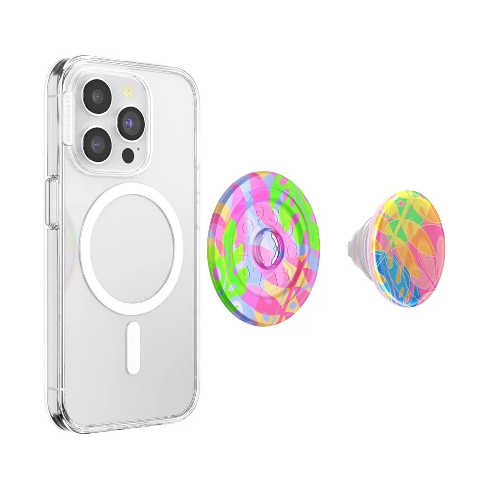 PopSockets Round Phone Grip Compatible with MagSafe, Adapter Ring Included, Phone Holder, Wireless Charging Compatible - Boca Palm