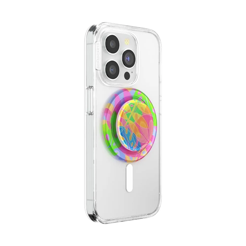 PopSockets Round Phone Grip Compatible with MagSafe, Adapter Ring Included, Phone Holder, Wireless Charging Compatible - Boca Palm