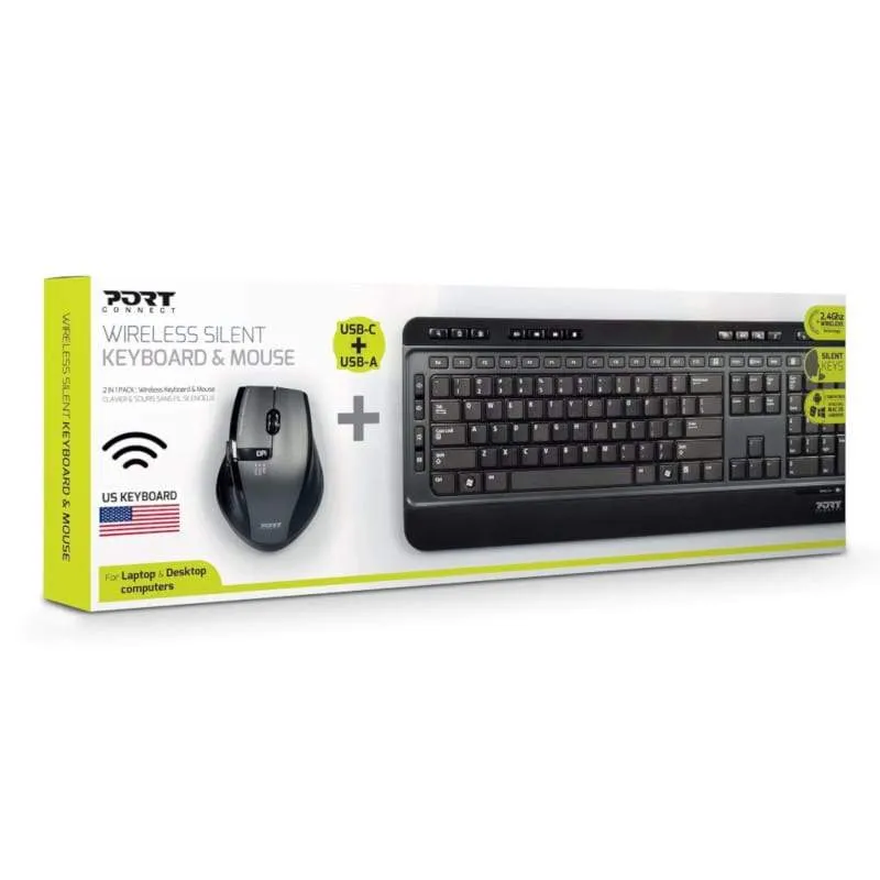 Port Wireless Keyboard & Mouse Bundle Silent Black 900901 Us