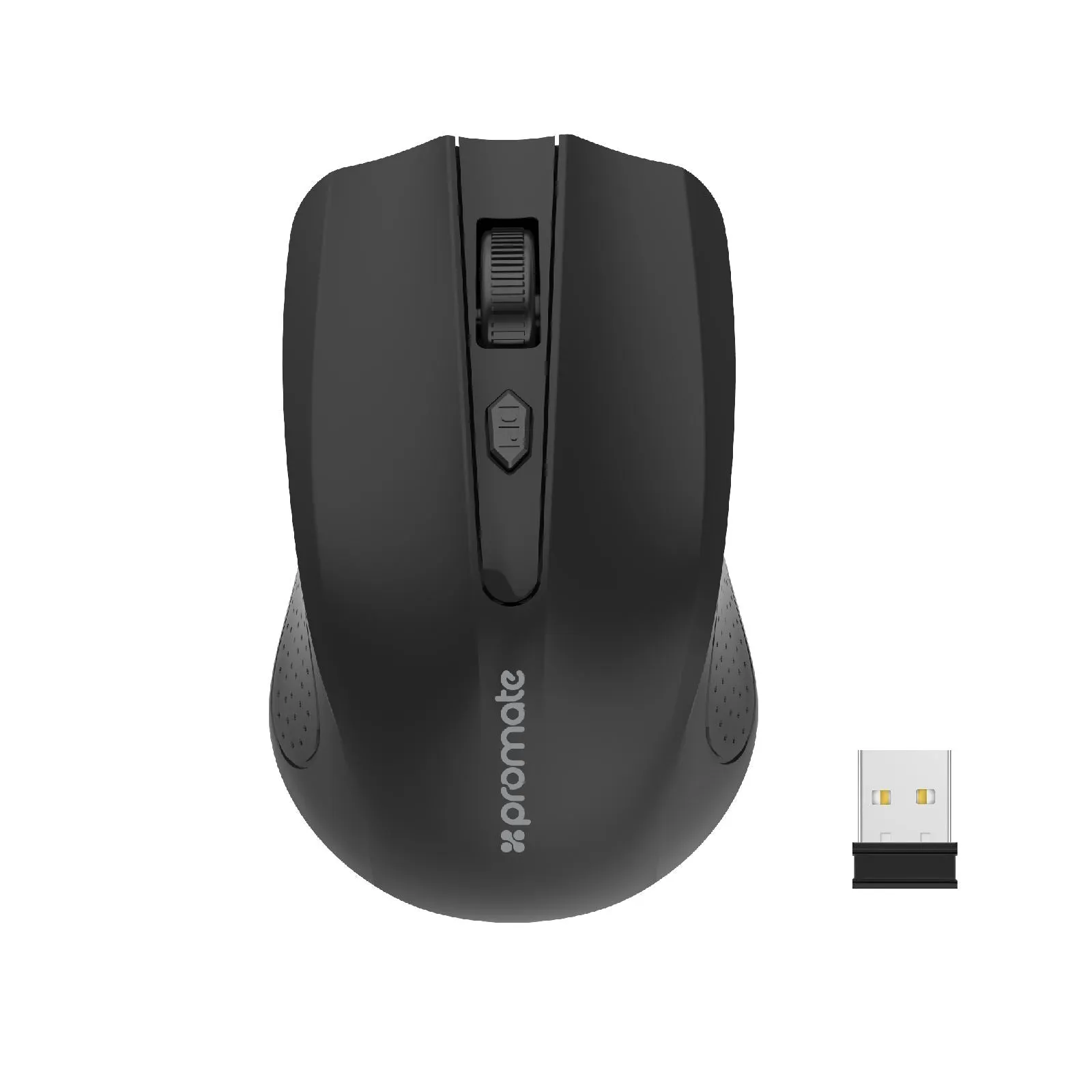 Promate Ergonomic Wireless Mouse 2.4GHz, Up to 10m, Low Power Consumption, Black