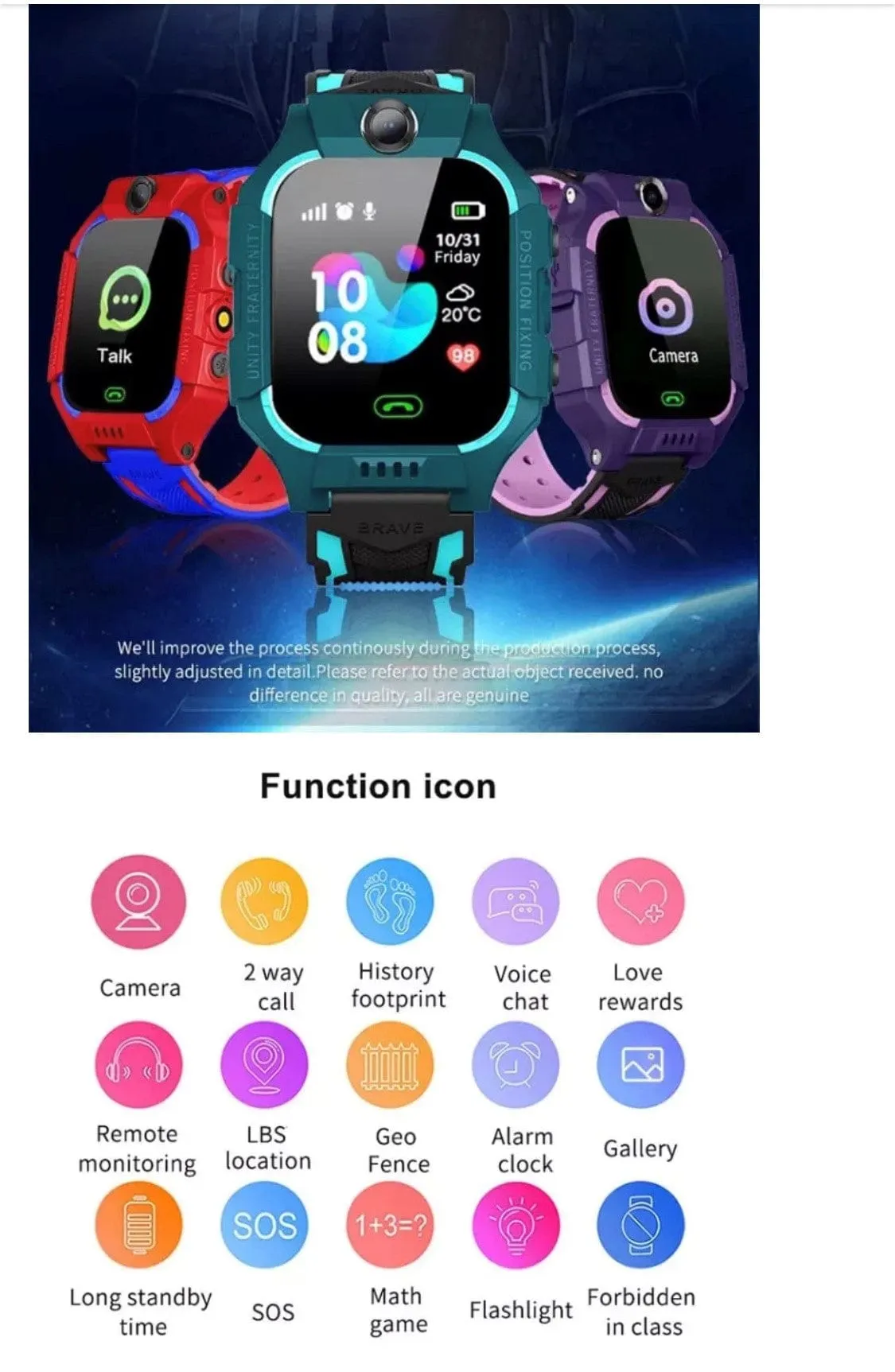 Q19 Smart Watch For Kids Green