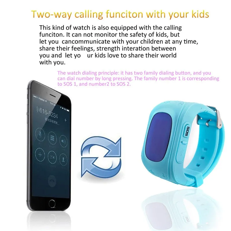 Q50 GPS smart Kids children's watch SOS call location finder child locator tracker anti-lost monitor baby watch IOS & Android