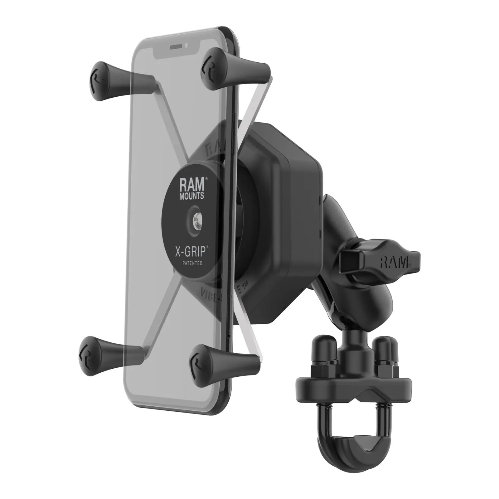 RAM X-Grip Large Phone Mount with Vibe-Safe & U-Bolt Base - Short