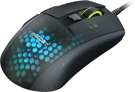 ROCCAT Burst Pro PC Gaming Mouse, Optical Switches, Super Lightweight Ergonomic Wired Computer Mouse, RGB Lighting, Titan Scroll Wheel, Bionic Shell, Claw Grip, Owl-Eye Sensor, 16K DPI, Black