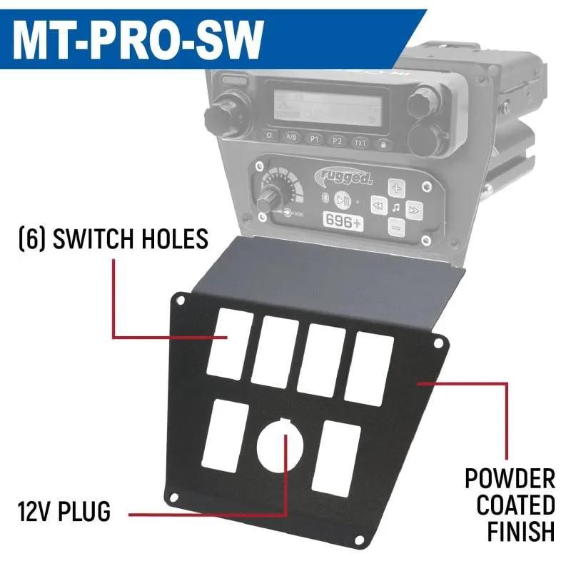 Rugged Radios Lower Accessory Panel - Switch Pros 8 - Polaris RZR PRO XP/RZR Turbo R/RZR PRO R Dash Mount Radio/Intercom