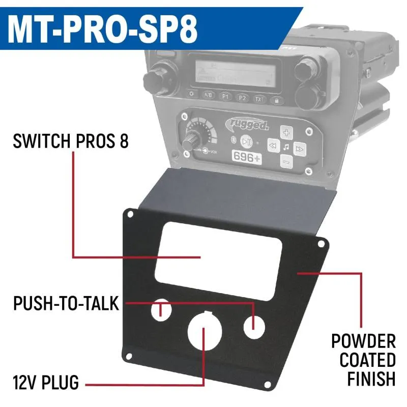 Rugged Radios Lower Accessory Panel - Switch Pros 8 - Polaris RZR PRO XP/RZR Turbo R/RZR PRO R Dash Mount Radio/Intercom