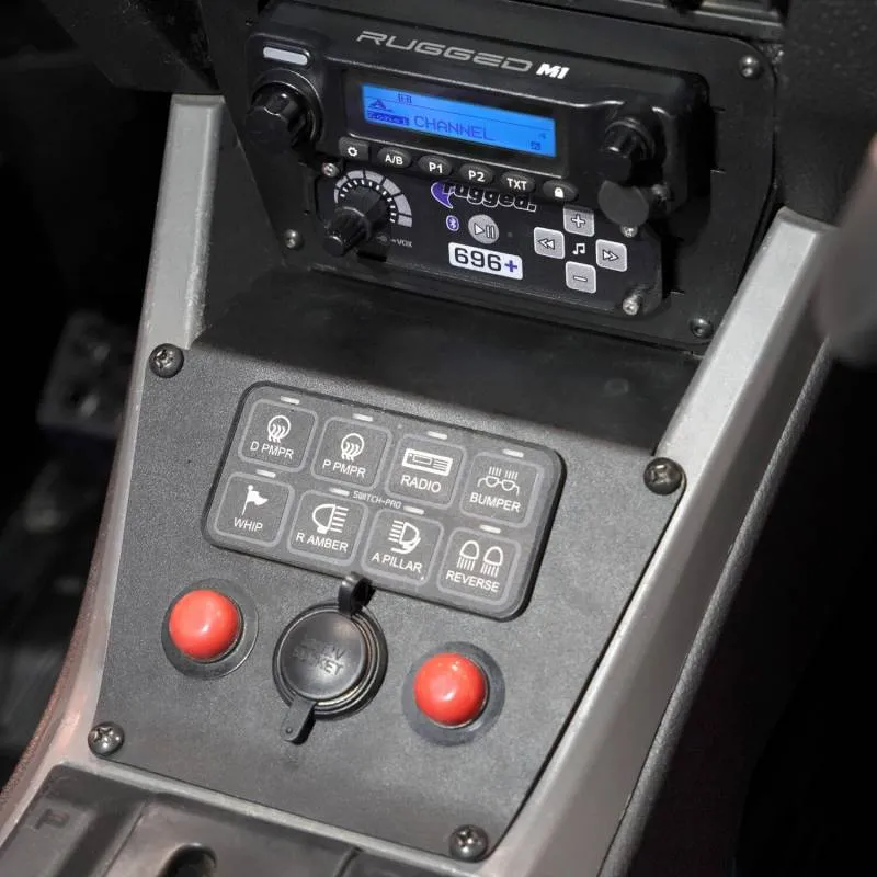 Rugged Radios Lower Accessory Panel - Switch Pros 8 - Polaris RZR PRO XP/RZR Turbo R/RZR PRO R Dash Mount Radio/Intercom