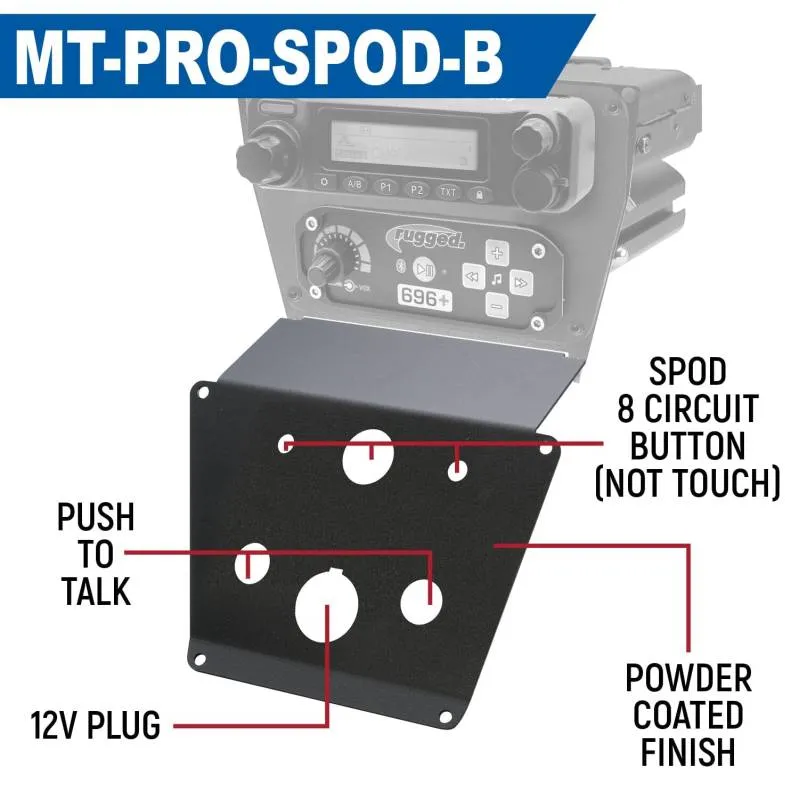 Rugged Radios Lower Accessory Panel - Switch Pros 8 - Polaris RZR PRO XP/RZR Turbo R/RZR PRO R Dash Mount Radio/Intercom