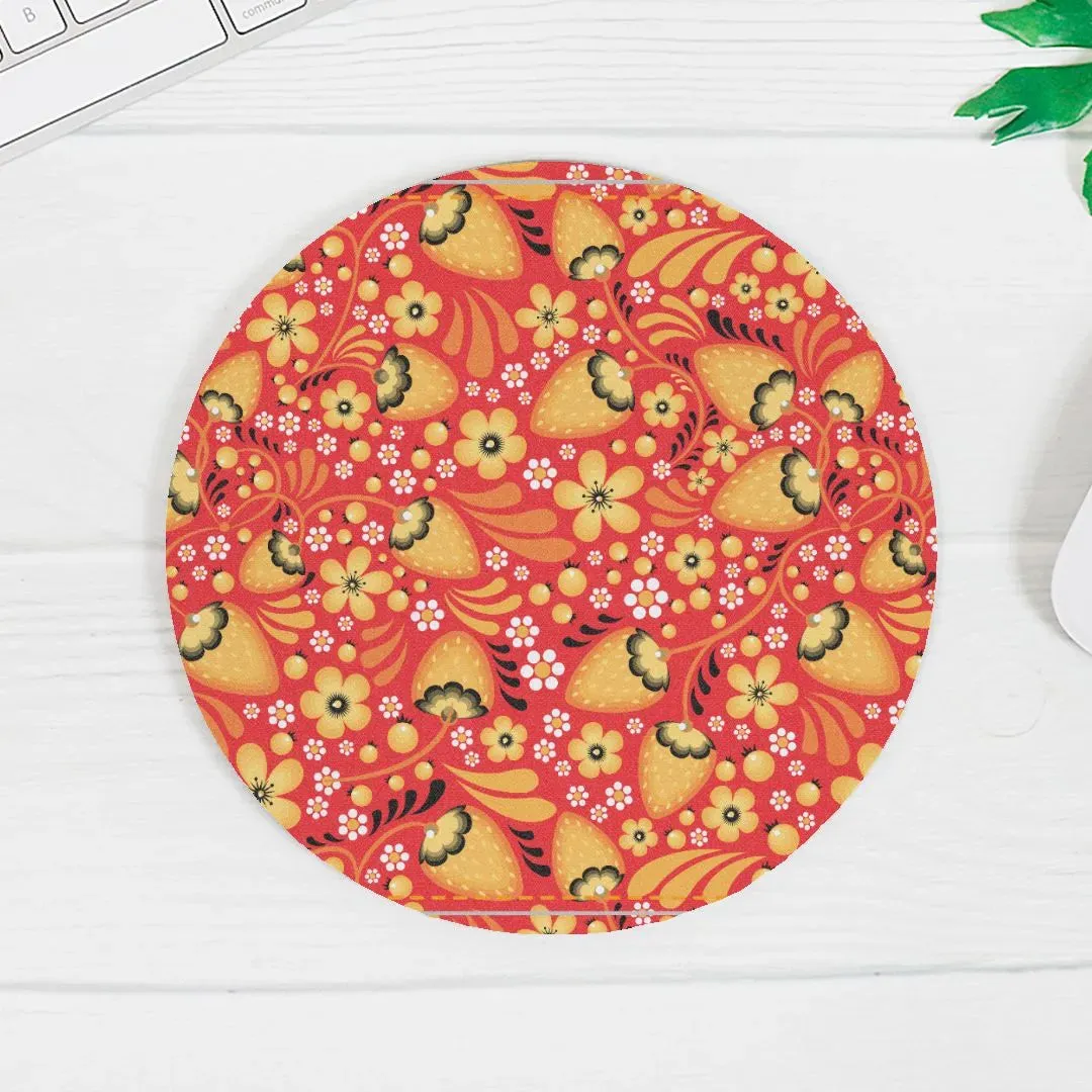 Russian Red Khokhloma Print Mouse Pad