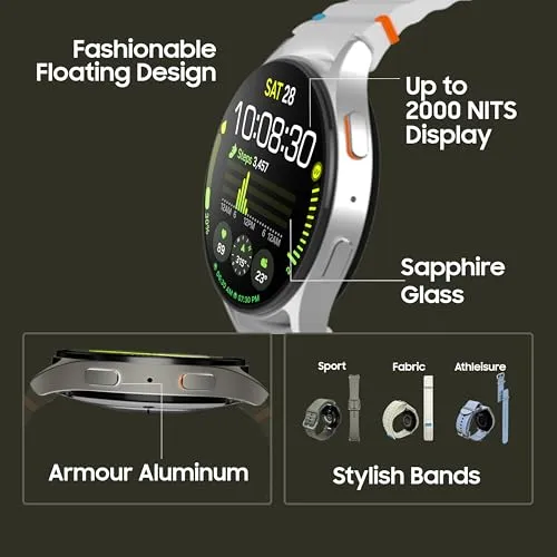 Samsung Galaxy Watch 7 (44mm, Green, BT LTE) with 3nm Processor | Dual GPS | Sapphire Glass & Armour Aluminum | 5ATM & IP68 | HR, SpO2, BP & ECG Monitor