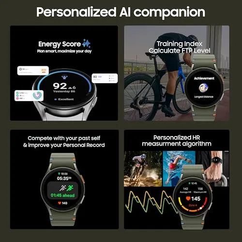 Samsung Galaxy Watch 7 (44mm, Green, BT LTE) with 3nm Processor | Dual GPS | Sapphire Glass & Armour Aluminum | 5ATM & IP68 | HR, SpO2, BP & ECG Monitor