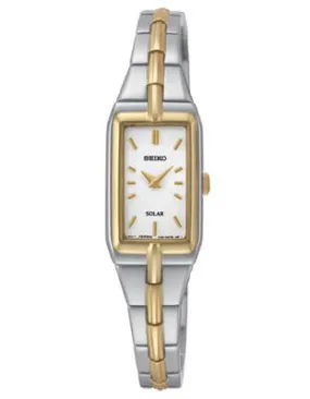 Seiko Solar Ladies Dress Watch - White Dial - Bangle-Style - Two-Tone