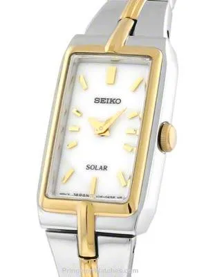 Seiko Solar Ladies Dress Watch - White Dial - Bangle-Style - Two-Tone