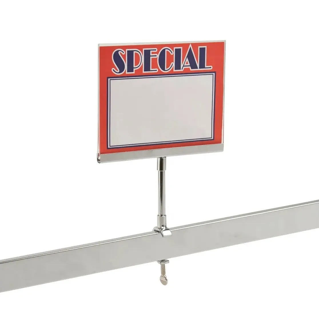 Sign Holder Clamp for Round, Square or Rectangular Tubing, fits 3/8" Threaded Stem, Chrome