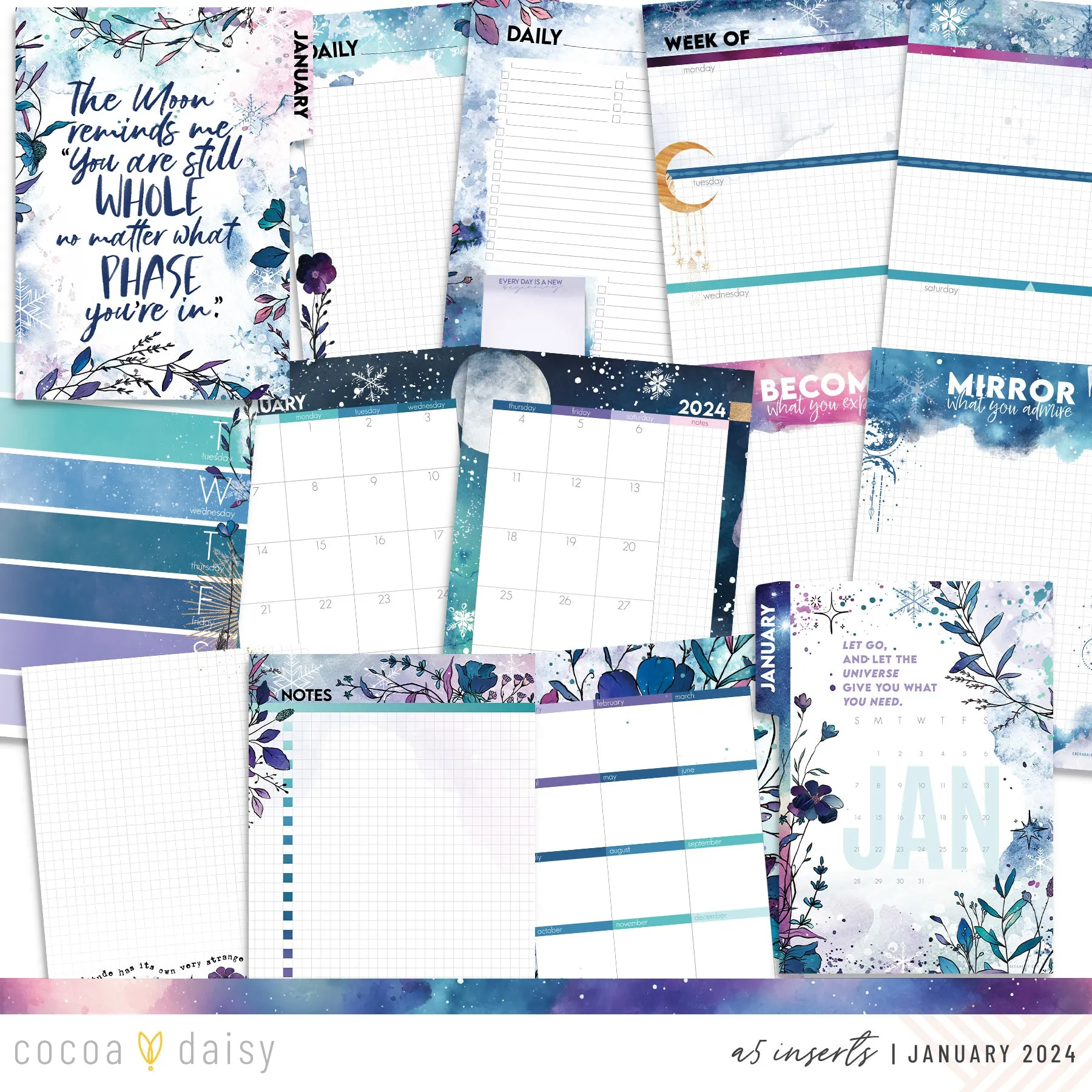 Silent Moon Insert or Notebook Only - Choose your size January 2024