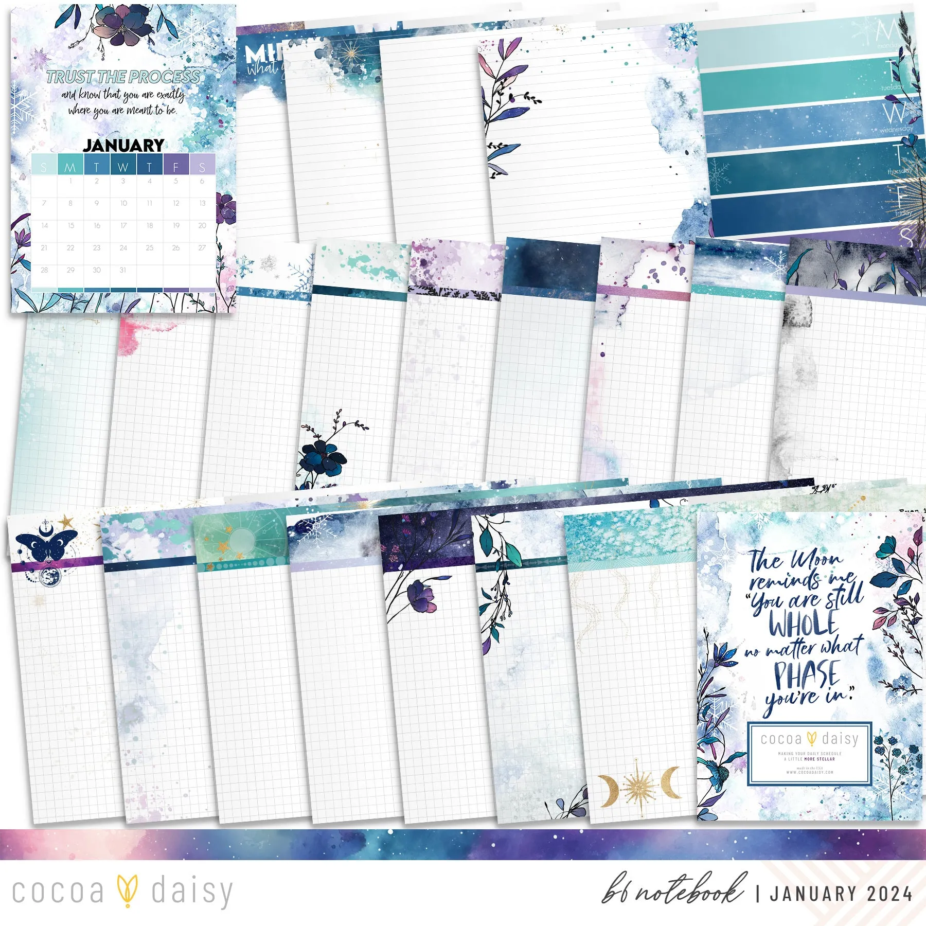 Silent Moon Insert or Notebook Only - Choose your size January 2024