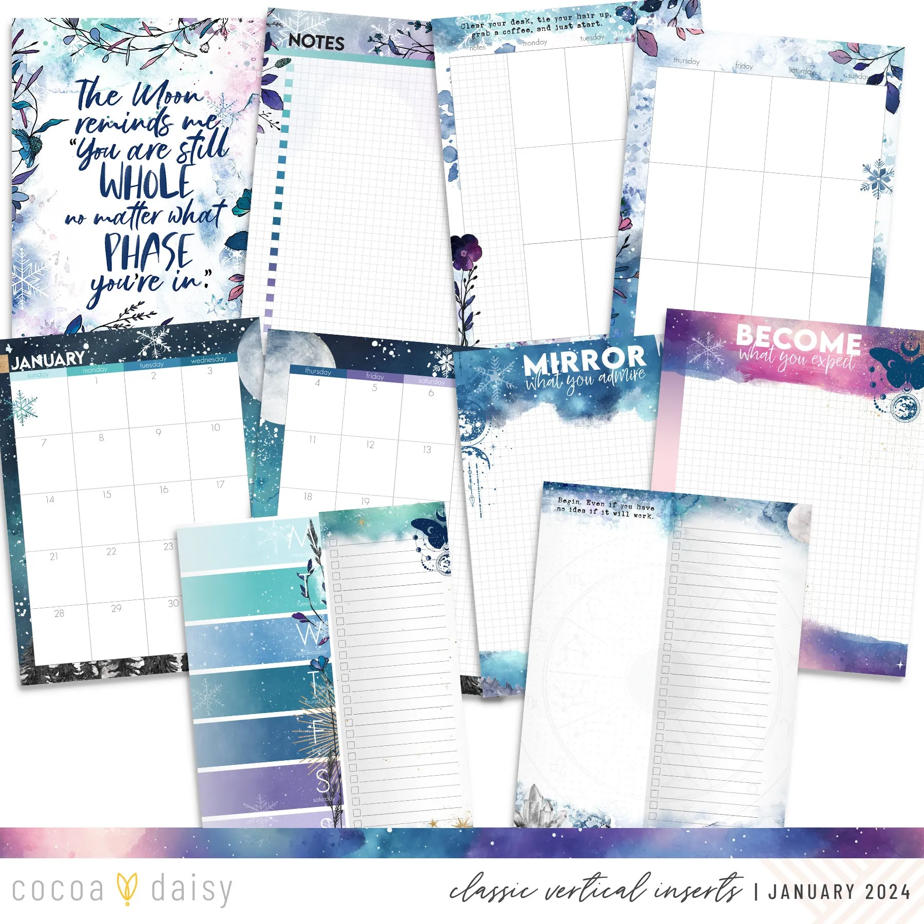 Silent Moon Insert or Notebook Only - Choose your size January 2024