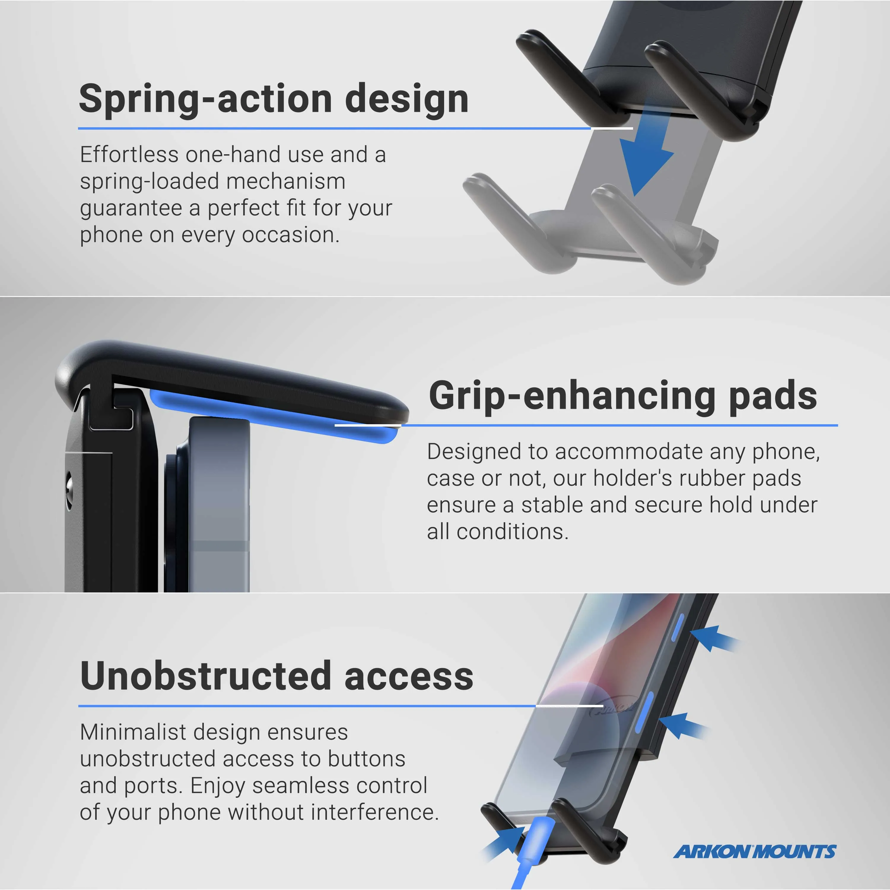 Slim-Grip® Ultra 22" Seat Rail or Floor Car Mount for iPhone, Galaxy, Note, iPad and more