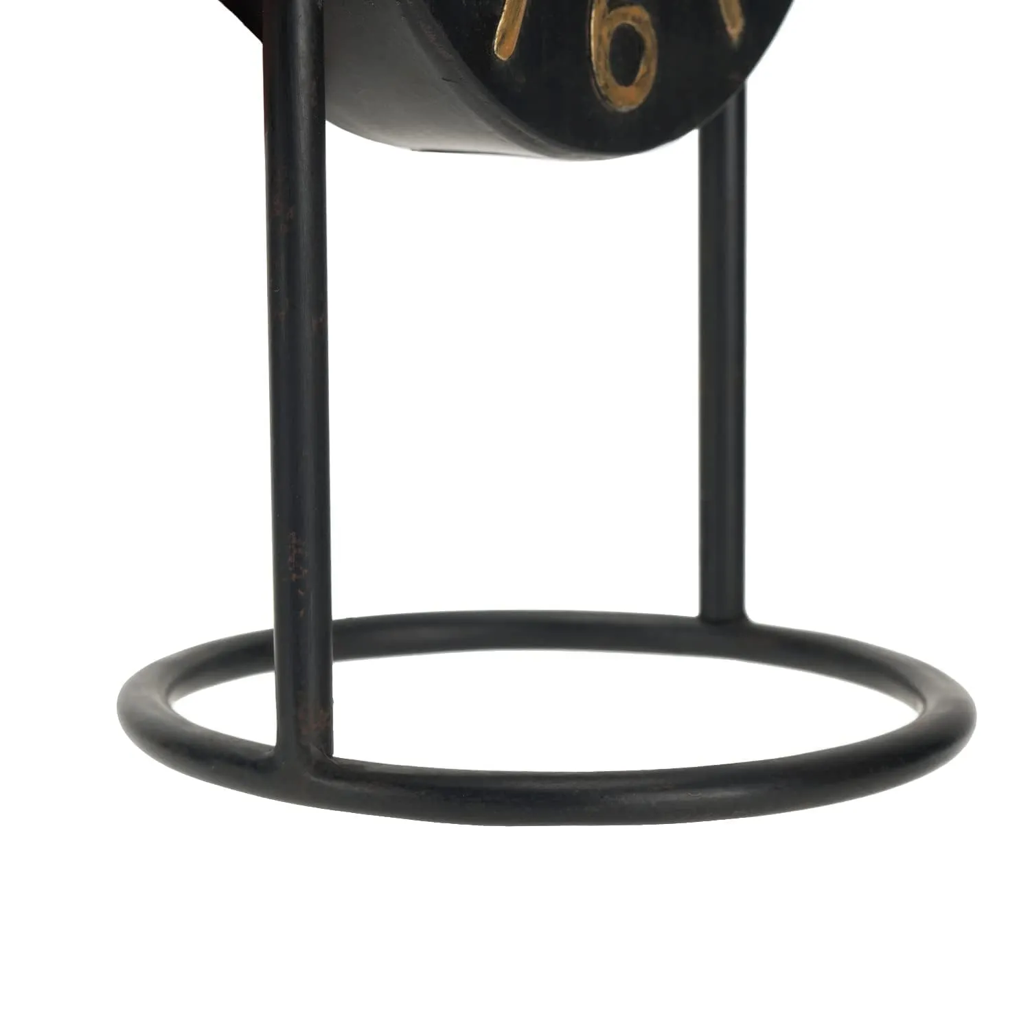 SOFFEE DESIGN Table Clock with Round Base, Iron Silent Desk Clock Battery Operated for Living Room Bedroom Home Decoration, Black