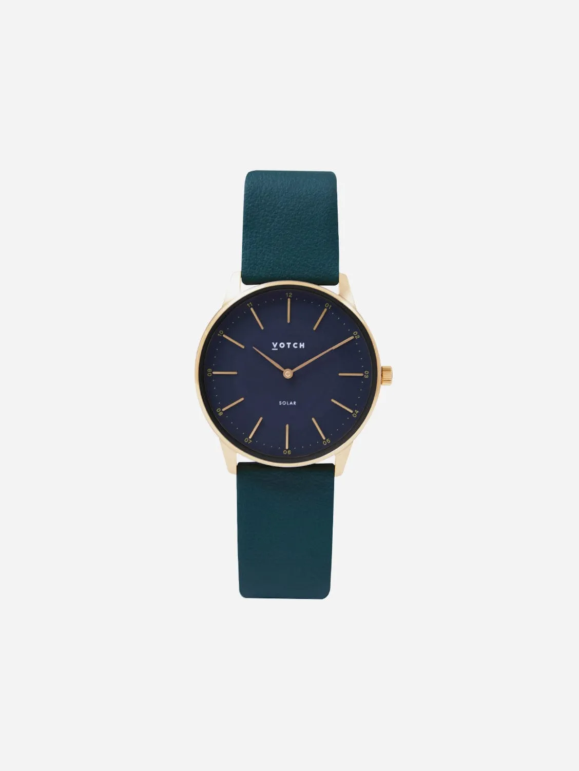 Solar Classic Appleskin Vegan Leather Watch | Gold & Black with Forest Green Watch