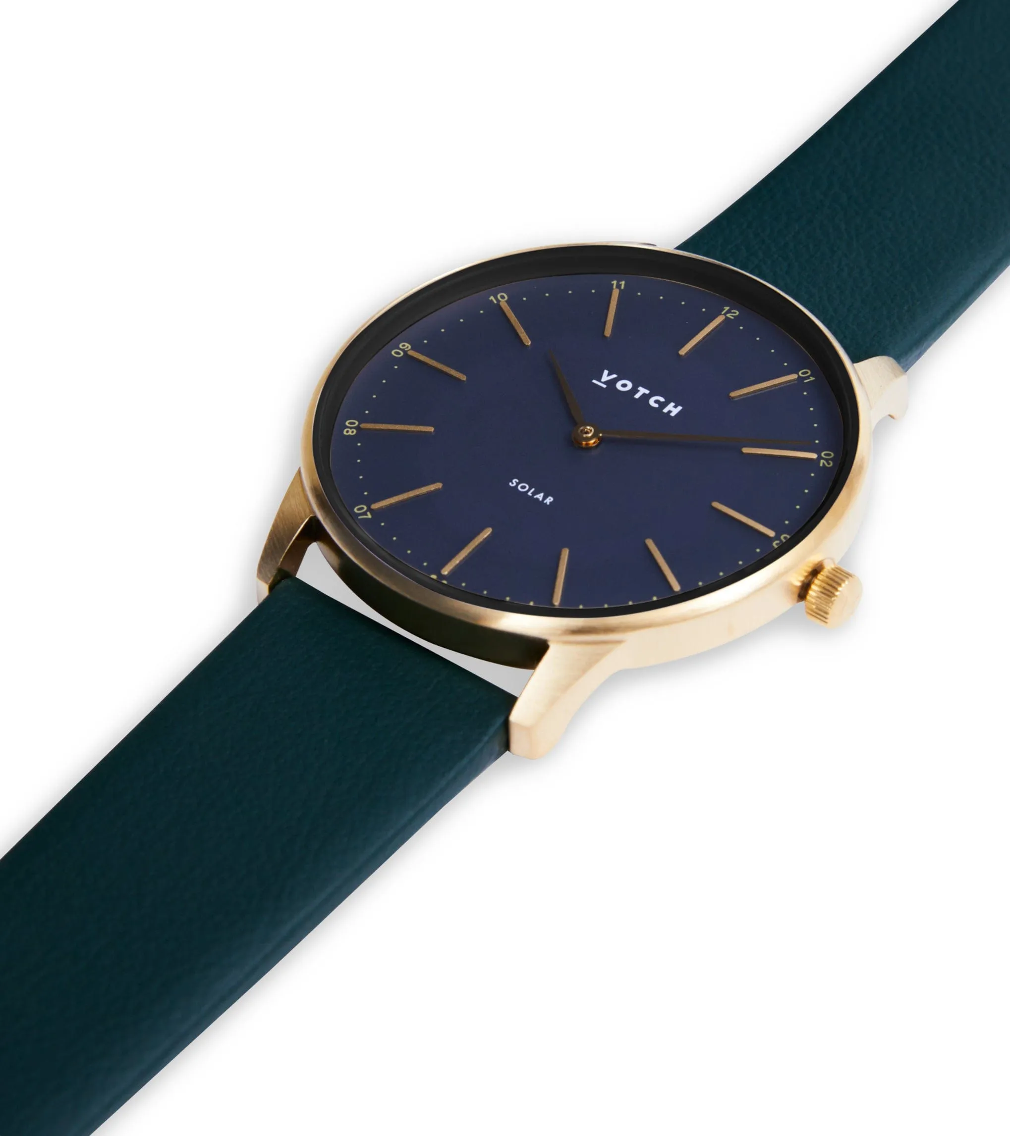 Solar Classic Appleskin Vegan Leather Watch | Gold & Black with Forest Green Watch